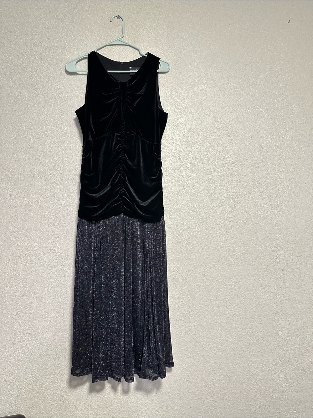 Maison Tara Dress Black Velvet Bodice and a Sparkling Silver Skirt. Size 10.